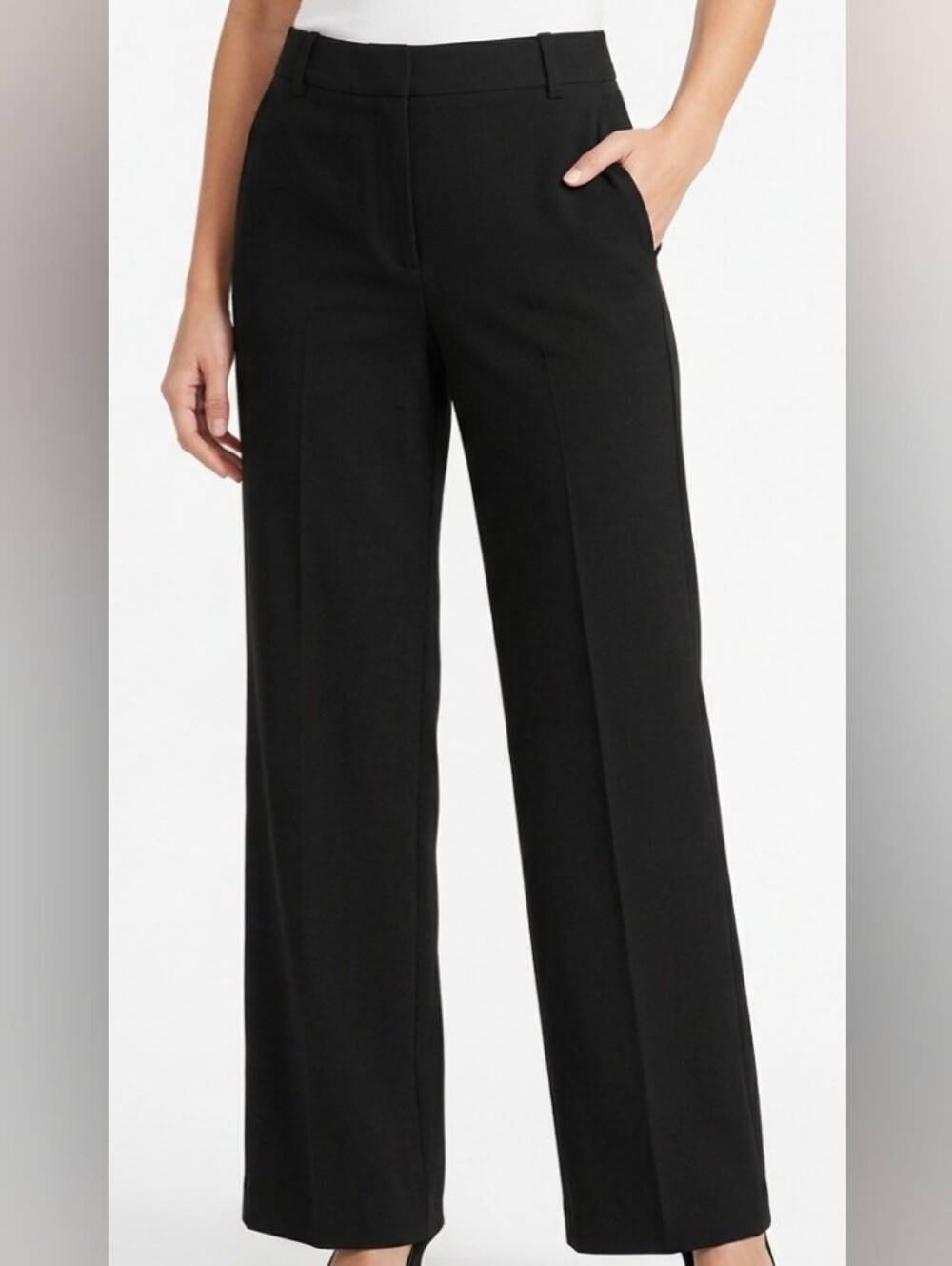 Jones Wear Women’s 12 Black Pleated Straight‑Leg Dress Pants High‑Rise Lined